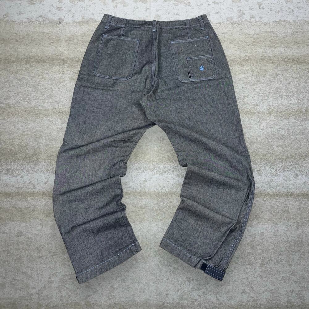 Vintage Y2K Skater Wide Leg Jeans 38x34 Baggy Smoke Black Wash Roca Wear Denim